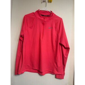Womans Nike Quater Zip Long Sleeve Athletic Top Dri-Ft Size XL Bright Pink